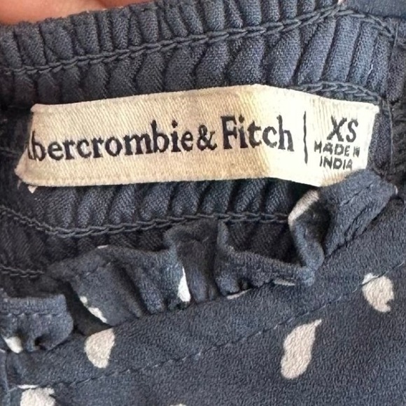 Y2K Abercrombie & Fitch Smocked Midi Dress Polka Dot Side Slit Deer Print XS - Picture 3 of 11